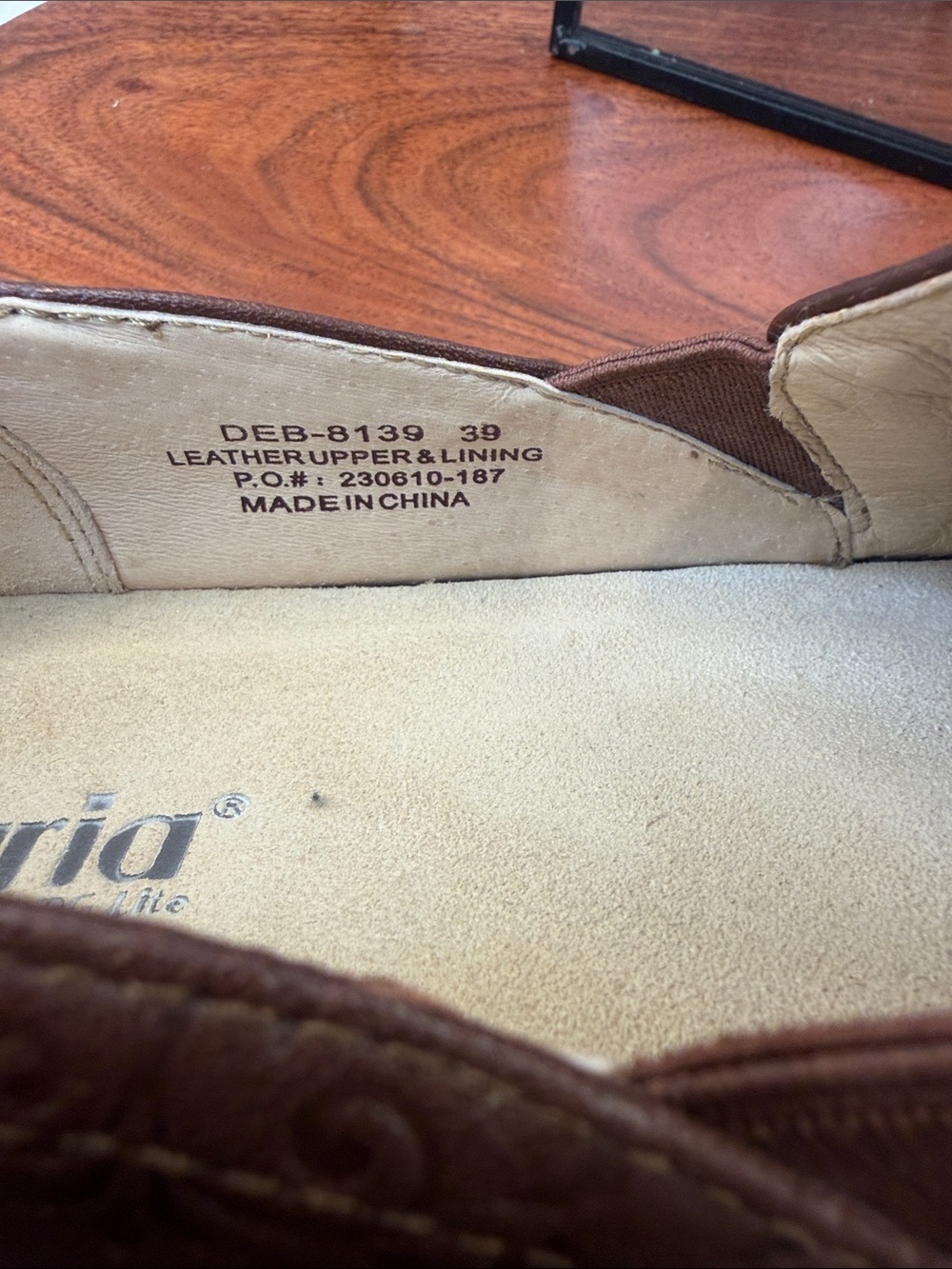 Allegria Cocobloom Brown Embossed Leather clog - Picture 9 of 11